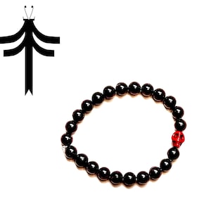 Root Chakra Energy Bracelet & Black Obsidian Red Howlite Skull