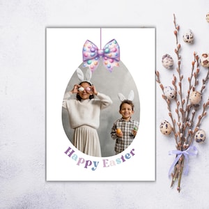 Gepersonaliseerde paaskaart, aangepaste paaskaart, fotokaart paasgroeten, familiefotokaart, afdrukbare paasfotokaart, doe-het-paascadeau