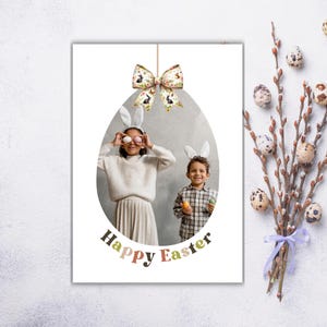 Biglietto fotografico di buona Pasqua, biglietto fotografico personalizzato di Pasqua, biglietto personalizzato di auguri di Pasqua, biglietto fotografico di famiglia, regalo con cornice per foto di Pasqua stampabile