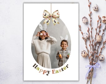 Personalized Easter Photo Card: Egg Frame Canva Template (Digital Download)