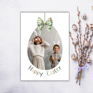 Cartão de Páscoa personalizado, Cartão de Páscoa personalizado, Cartão de foto de saudação de Páscoa, Cartão de foto de feriado em família, Foto de Páscoa para impressão, Presente de Páscoa DIY