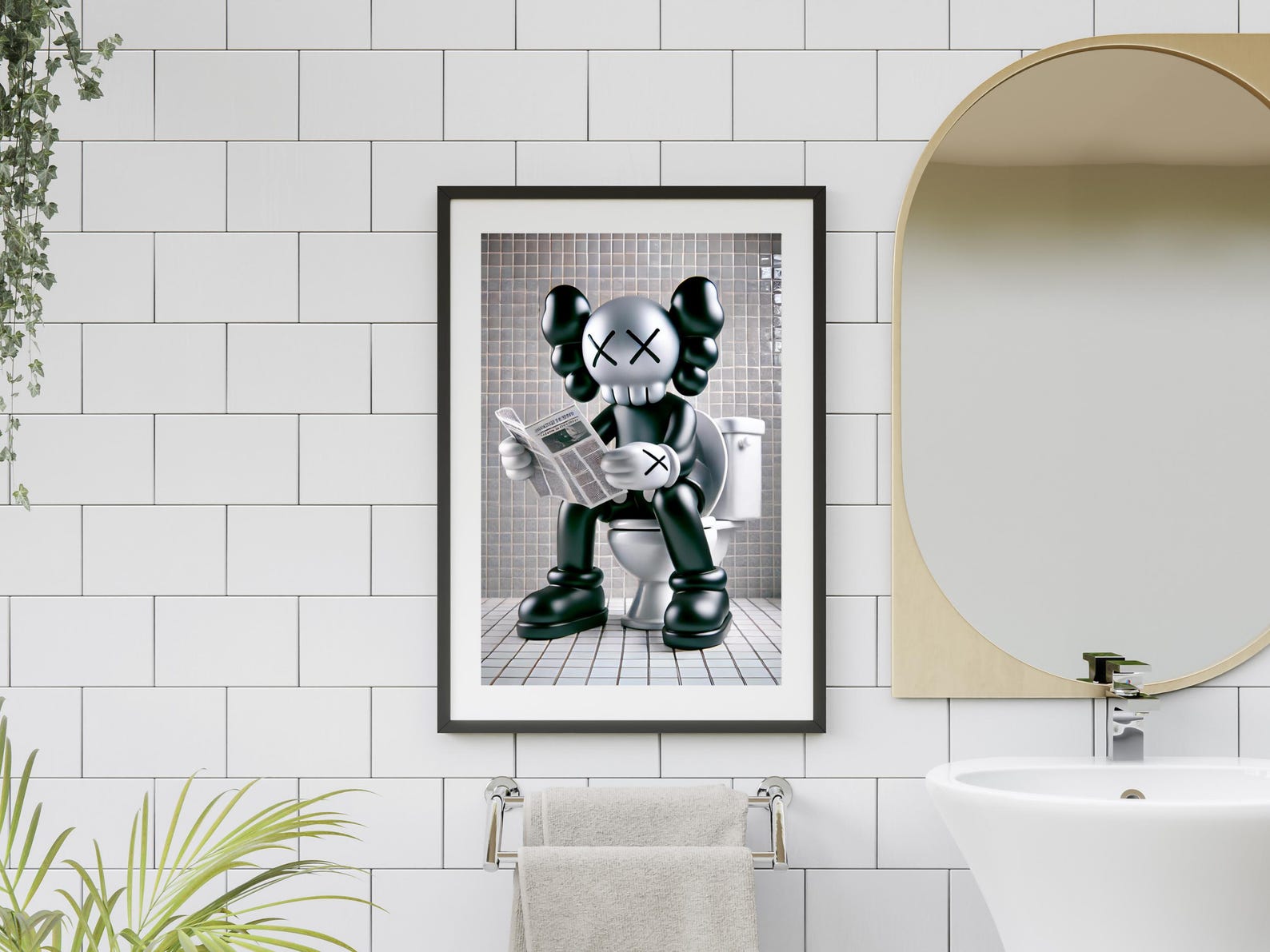 Black Kaws Bathroom Bundle, Set of 3, Bathroom Wall Art, Hypebeast ...