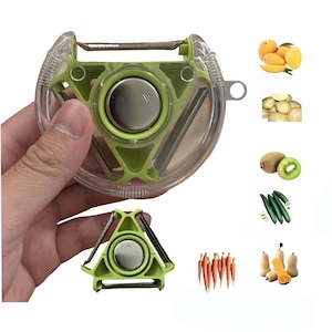 Lucasstore Good Potato and Fruit Peeler, 3 in 1 Stainless Steel Peeler, Green