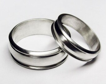 Modern Silver Wedding Bands (Set)