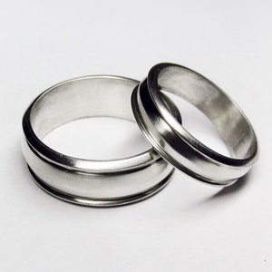 Modern Silver Wedding Bands (Set)