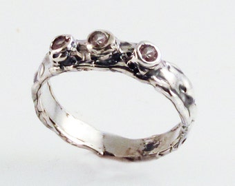 Tri-Diamond Lunar Band - in recycled silver