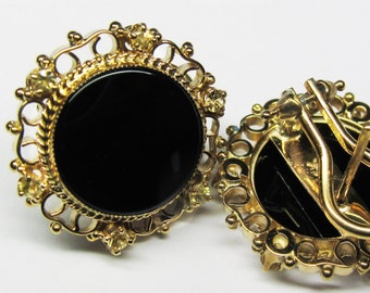 Onyx & Yellow Sapphire Earrings - in 14K Yellow Gold