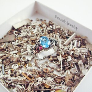 Blue Topaz Steampunk Engagement Ring zdjęcie 3