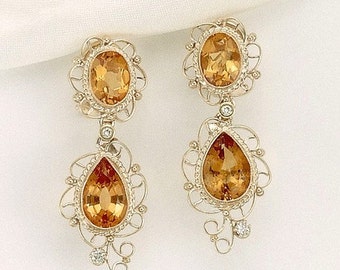 Gelber Topas und Gold Ohrring Set