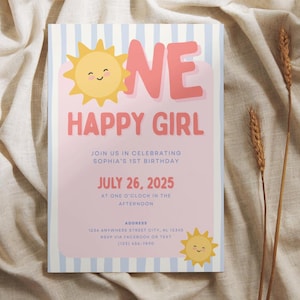 One Happy Girl 1st Birthday Invitation