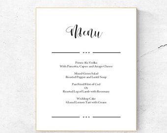 formal menu etsy formal menu