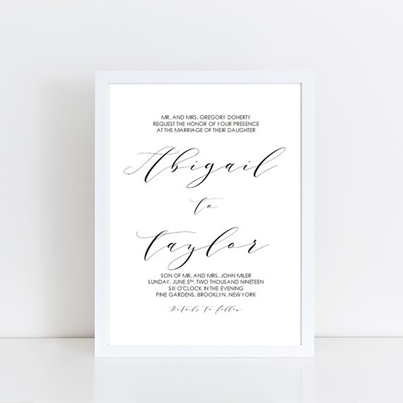 printable wedding invitations wedding template word template editable artwork instant download diy invitations romantic calligraphy word wedding invitation