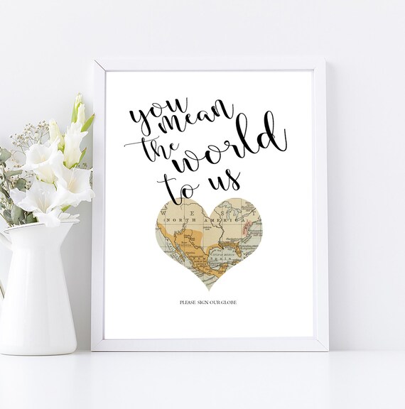 Please Sign Our Globe Globe Guest Book Sign Guestbook Sign Etsy