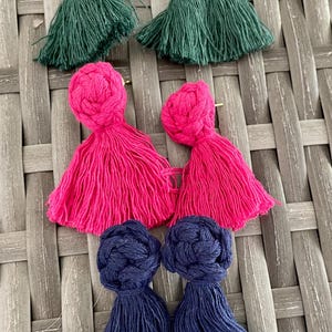 Handmade Macramé Fringe Earrings – Boho Statement Jewelry with Hypoallergenic Posts