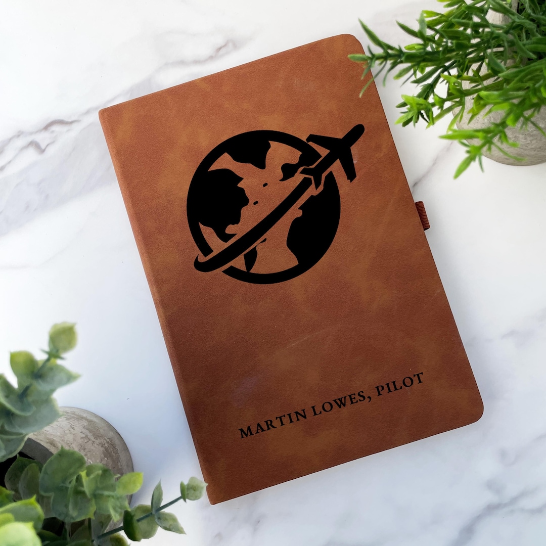 Airplane Pilot Leather Journal | Airplane Pilot Gift Gift Personalized ...