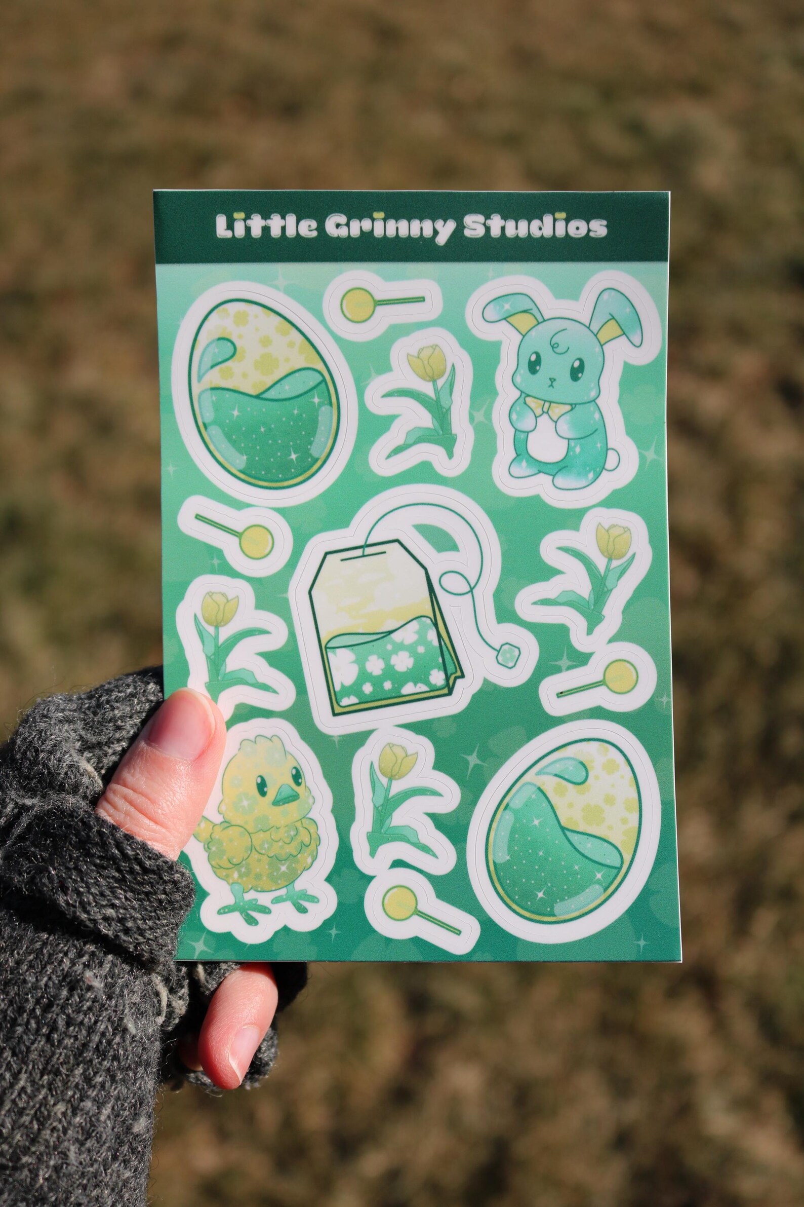 Spring Time Clear Sticker Cute Green and Yellow Springtime Easter Sticker Sheet - 4