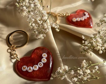 Heart-shaped resin keychain - Taylor Swift's Maroon - Swiftie gift