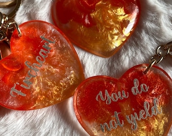 Fireheart Keychain — Inspired by Throne of Glass — Resin Heart Charm