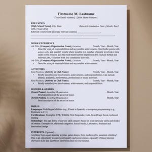 Resume Template for Top Tier College Applications