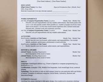 Resume Template for Top Tier College Applications