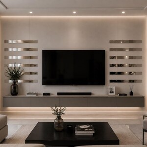 Silver Mirror Plexiglass Strips – Self-Adhesive Modern Wall Decor (5 PCS)