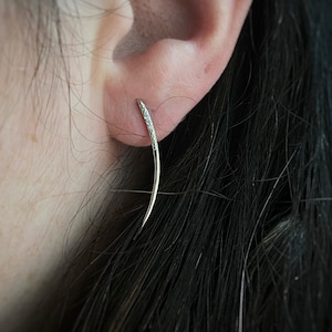 Dagger Stud Post Earrings in solid silver / Spike Pointy Weapon Fierce Vibes Sterling Silver and Cubic Zirconia