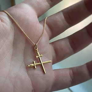 Crossed Swords Charm Pendant Necklace w/ micro pave set cubic zirconia  comes on 18.5&quot; + 2&quot; thin curb chain (message me for other chains)