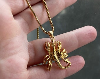 Silver and Gold Scorpio Scorpion Figural Pendant with or without chain - Zodiac Astrology Horoscope Pendant, vintage style - Rhodium