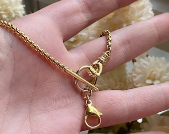 Collana porta ciondoli con mano in oro o rodio + fermaglio, clip opzionale ~ Aggancia i tuoi ciondoli e anelli, lunghezza personalizzata. Catena Alberts