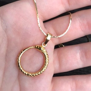 Gold Snake Pendant - Ouroboros - Eating its own tail - Similar to the Aes Sedai Great Serpent Ring
