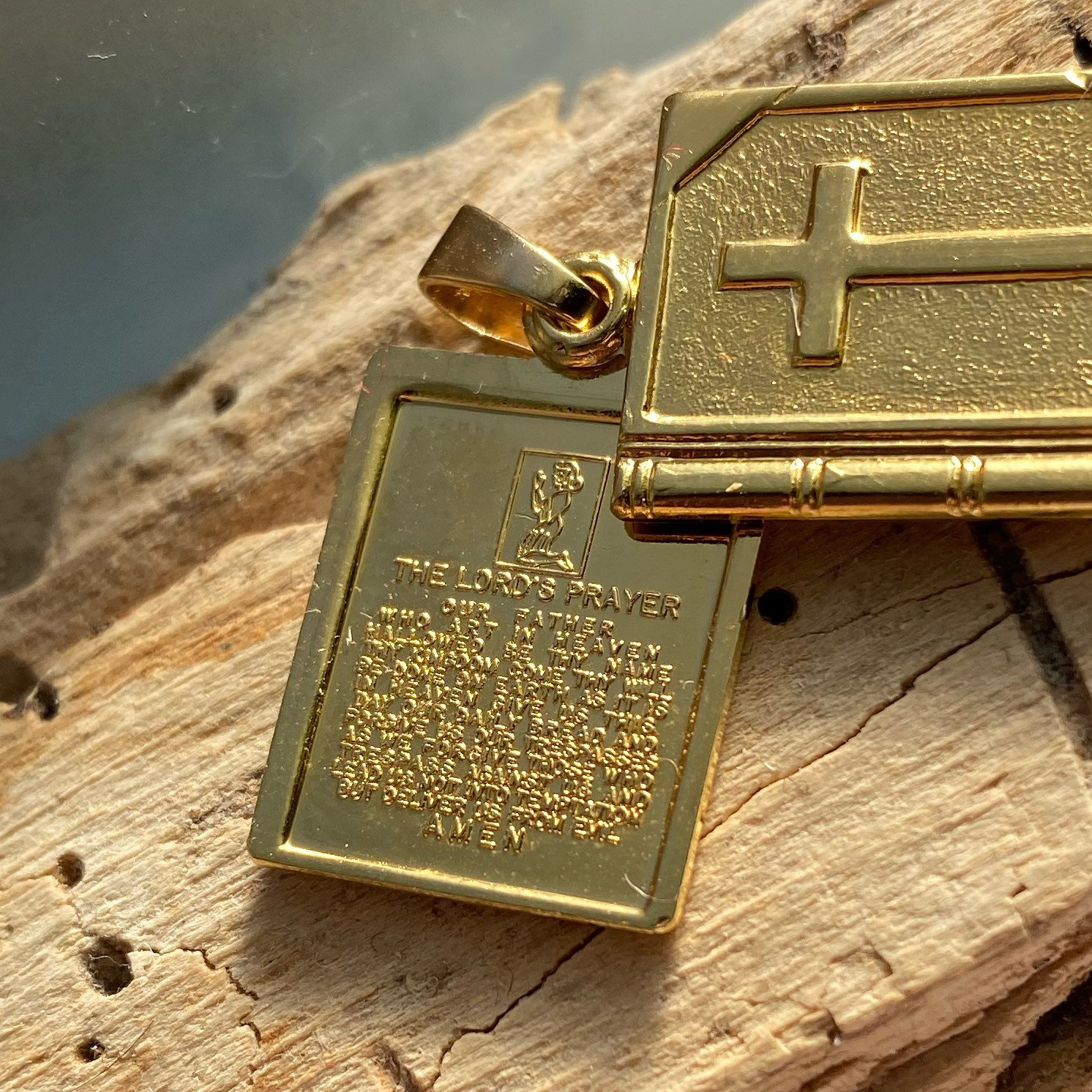 14K イエローゴールド エナメル 主の祈り 聖書ペンダント