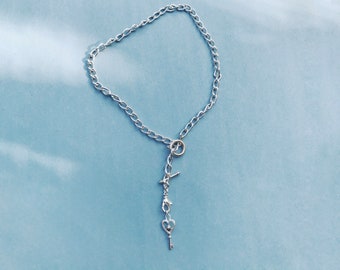 Silver Tone Charm Holder Clip Necklace Multi-charm Piece