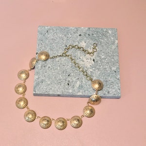 Ornate Medieval Brass Collar Necklace w/ round links ~ Medieval, Renaissance, European history vibes