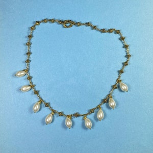 Pearl Tassel Collar with Gold Details - Medieval, Tudor, Reign Inspired