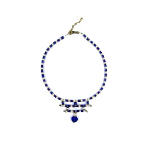 Mittelalterliche Halskette aus blauen Lapislazuli Perlen und königsblauen Glasperlen. Einzelstück, Renaissance, Reign, religiös, osteuropäisch