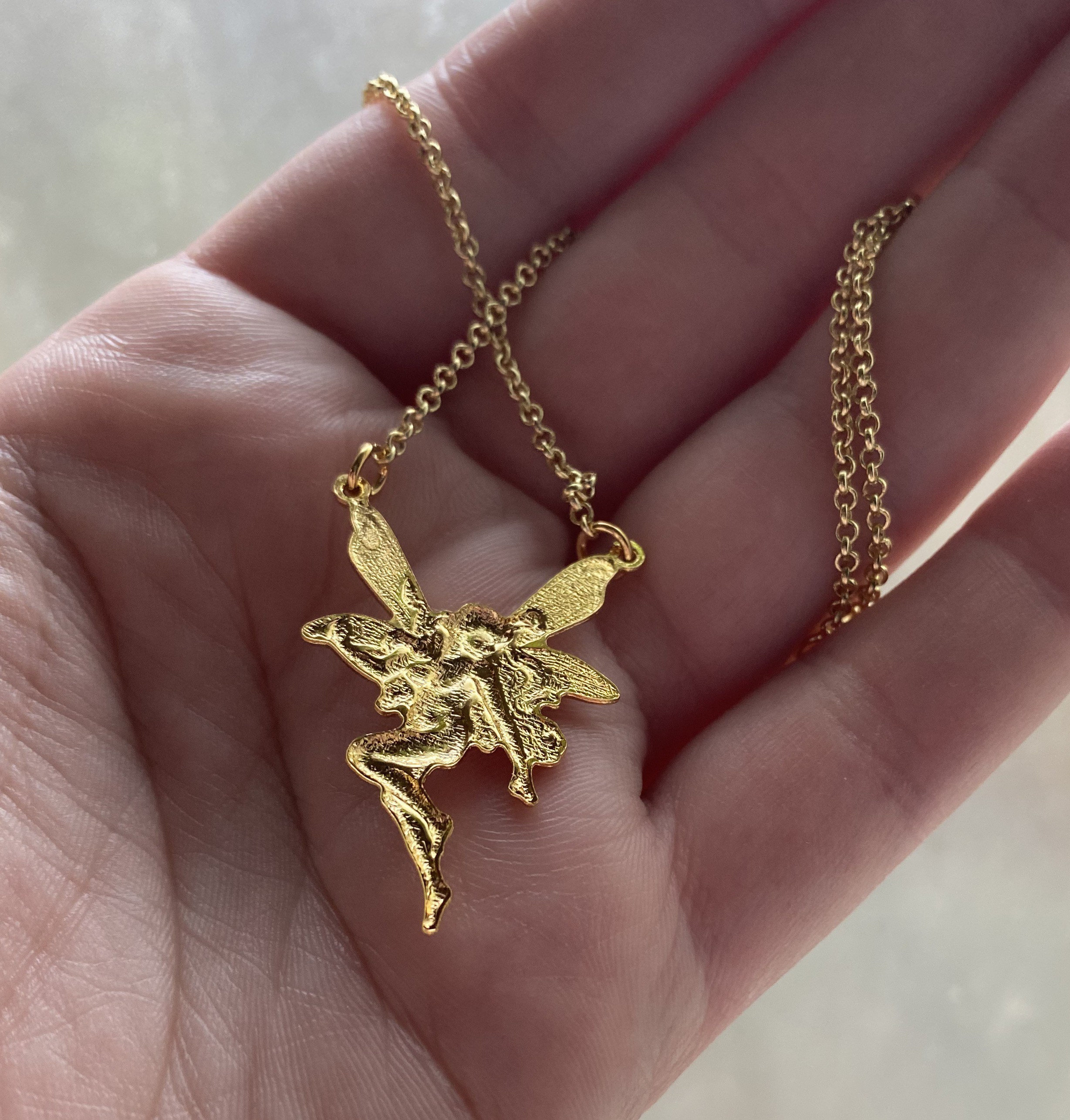 18k Gold Plated or Rhodium Plated (silver) Fairy Necklace