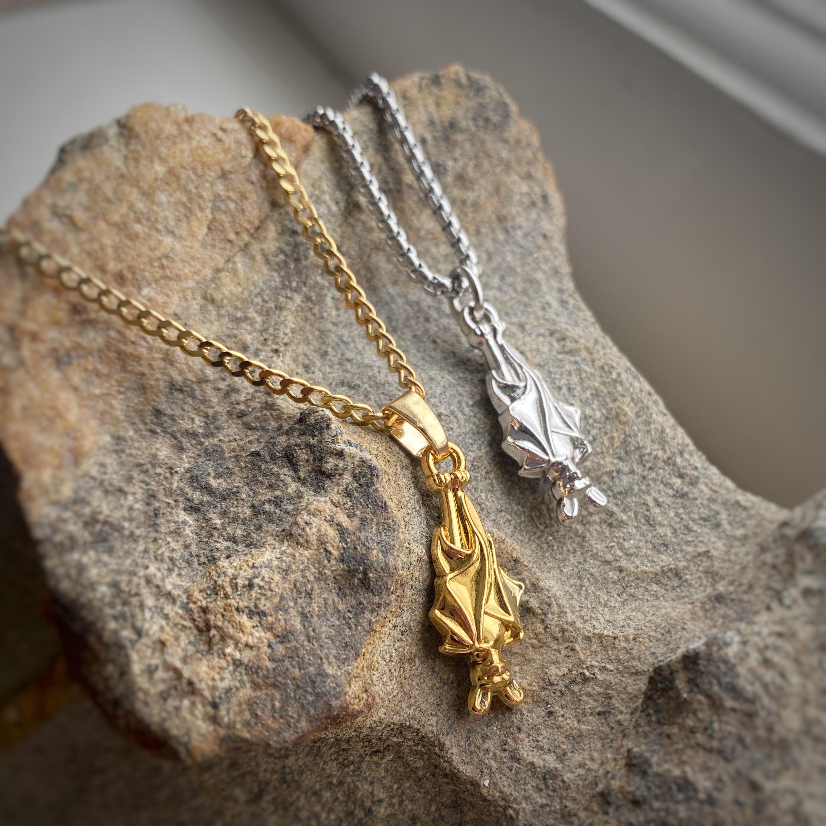 925 Sterling Silver Hanging Bat Charm Pendant – Nickel-Free, Made In USA, No Chain