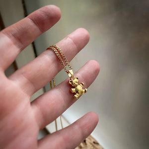 Teddy Bear Charm Pendant Necklace w/ long lasting 18k gold or rhodium plating, Choose Chain + Length - pendant only available
