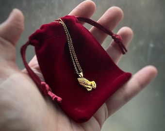 Prayer hands pendant necklace in gold or silver  - prayer emoticon religious charm gift non denominational non-specific spiritual gift