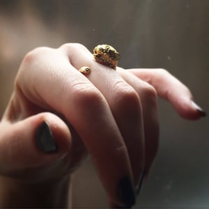 Gold Vermeil Leopard Cat Ring in ~ 22k Gold over silver, of solid silver ~ cast from a vintage ring mould, made in Canada