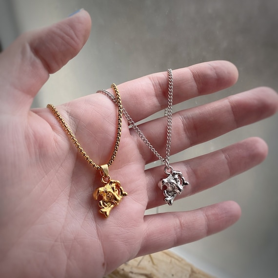 Engraved Paw Print Necklace with Bone Charm Rhodium-plated Sterling Silver Engraved Paw Print Necklace with Bone Charm Rhodium-plated Sterling Silver