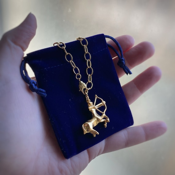 Large Gold Sagittarius Archer Pendant Zodiac Astrology Pendant
