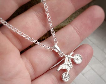 Pendentif Moto En Argent Massif 925/1000 Rhodié - Bijoux Mixte, Marque Bijouxia, Neuf Avec Étiquettes