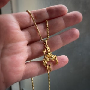 Large Silver or Gold Aquarius Figural Water Pendant with or without chain - Zodiac Astrology Horoscope Pendant, vintage style
