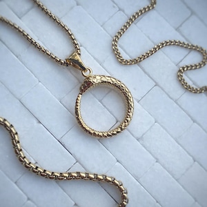 Gold Ouroboros Snake Pendant - Eating its own tail - Similar to the Aes Sedai Great Serpent Ring