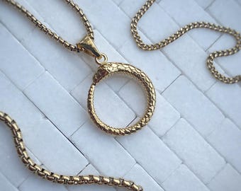 Gold Ouroboros Snake Pendant - Eating its own tail - Similar to the Aes Sedai Great Serpent Ring