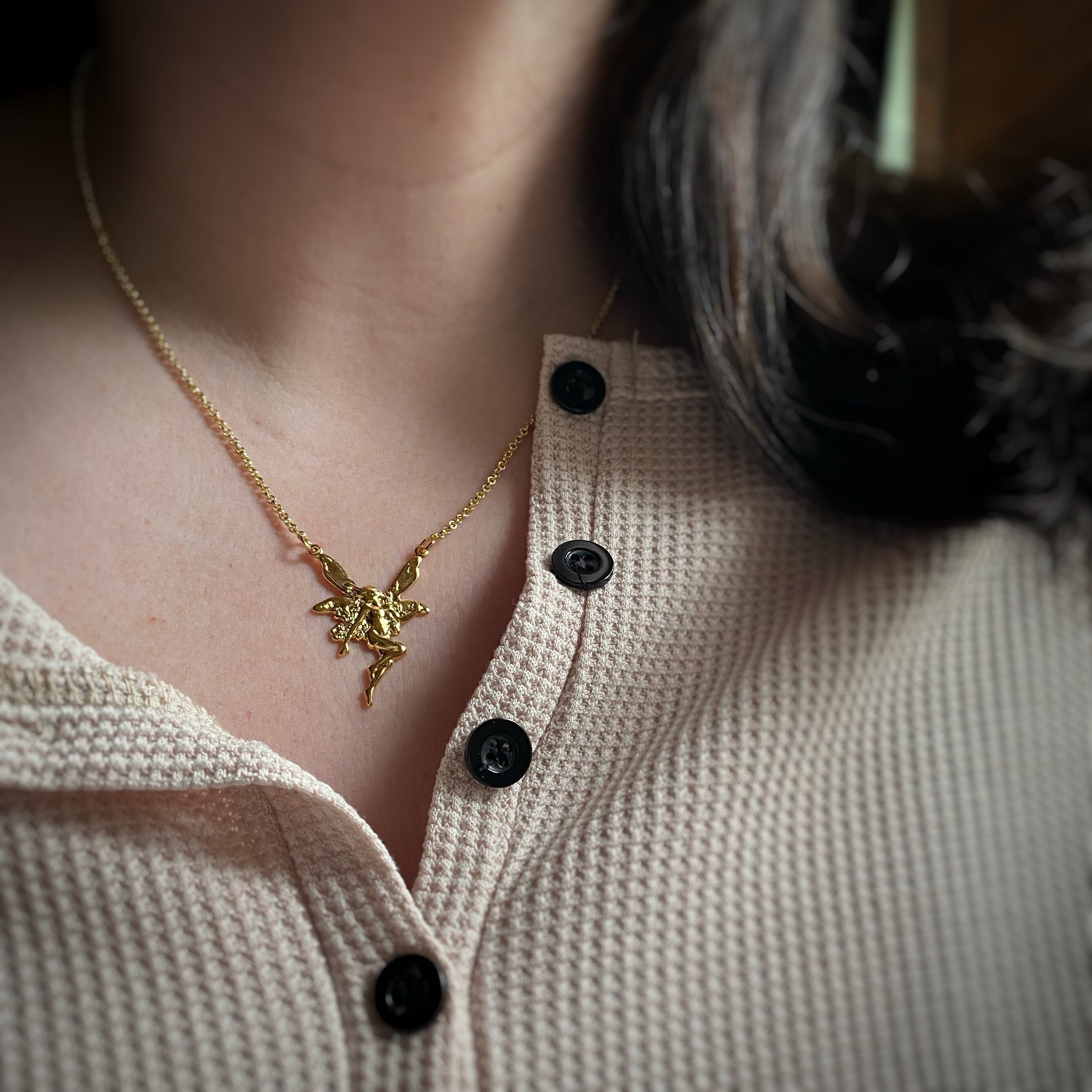 18k Gold Plated or Rhodium Plated (silver) Fairy Necklace 18k Gold Plated or Rhodium Plated (silver) Fairy Necklace
