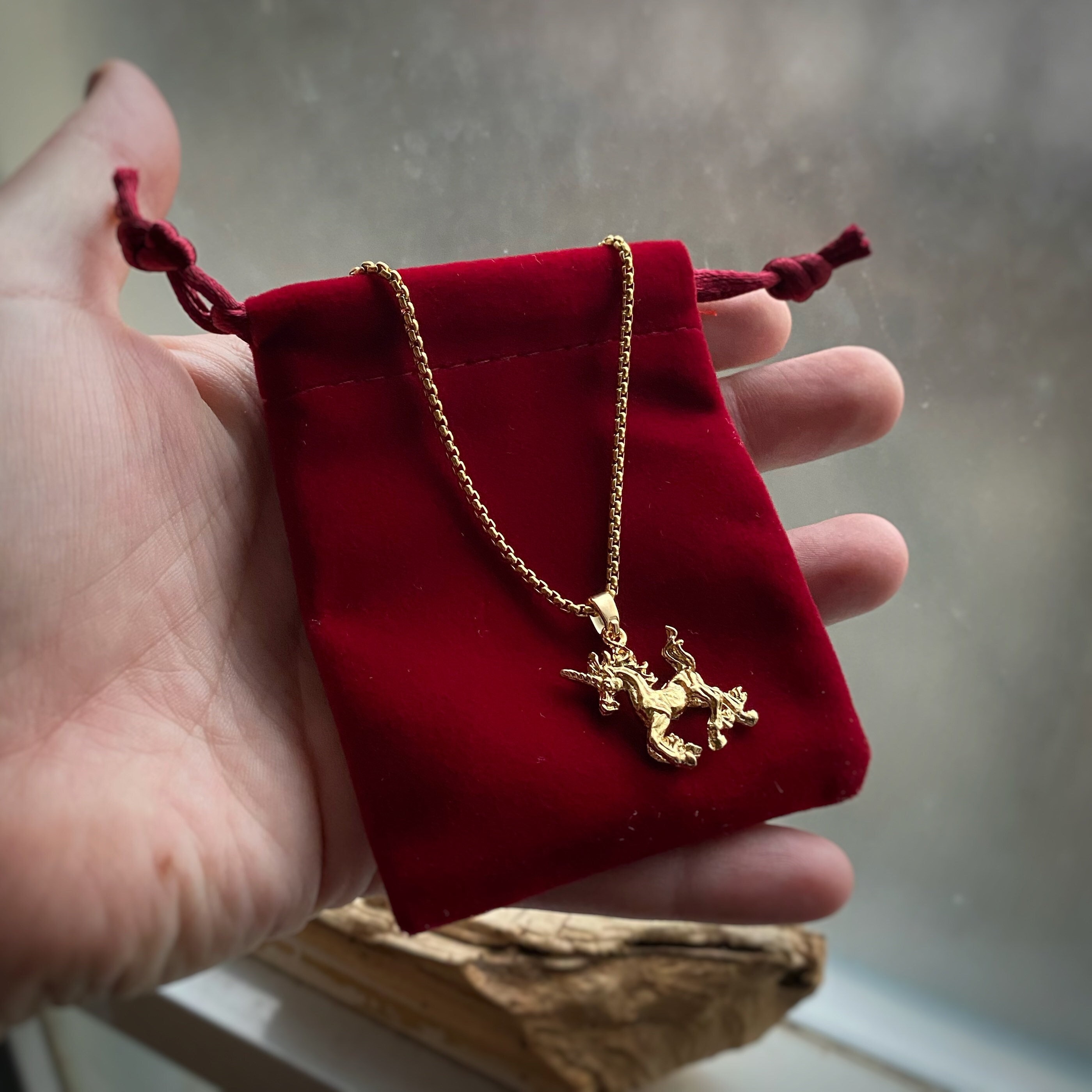 Collana Con Ciondolo Unicorno Origami - Placcata Oro Rosa 18K - Gioiello In Acciaio Inox Con Catena 41,9 Cm + 3,8 Cm - 4