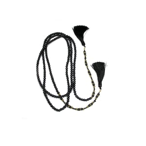 Black Tassel Lariat with Gold Details  - Medieval, Tudor, Reign Inspired
