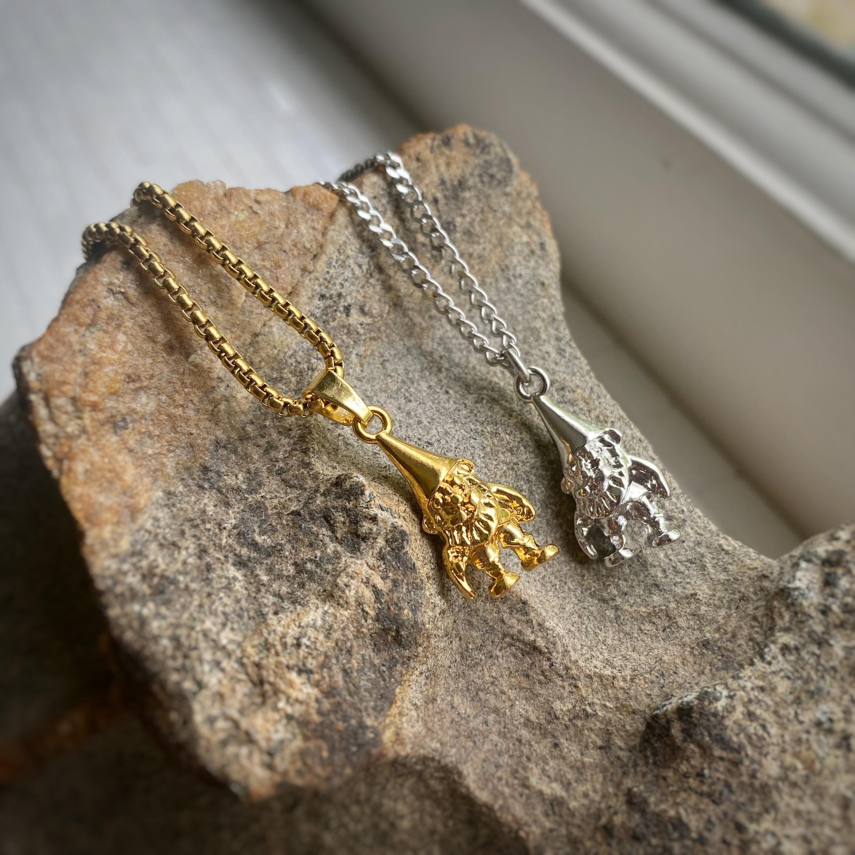 Garden Gnome / Troll Pendant Necklace ~ Comes W/velvety Bag +